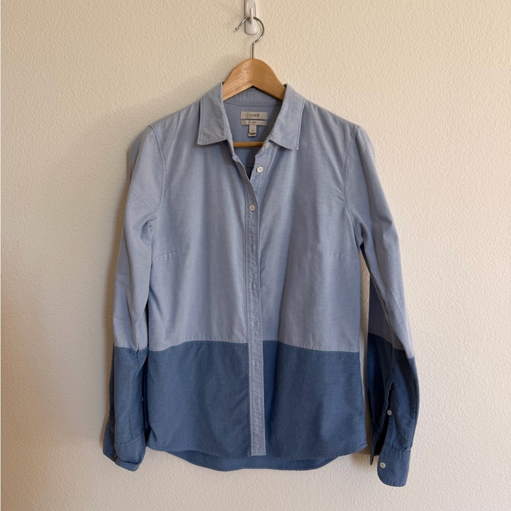 J.Crew Colorblock Button-Up Shirt in Light and Denim Blue